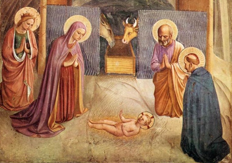 Fra Angelico : La Nativité (1440-41). Fresque de San Marco. fra angelico nativite